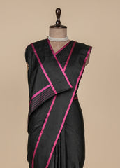 Black Satin Silk Banarasi Saree