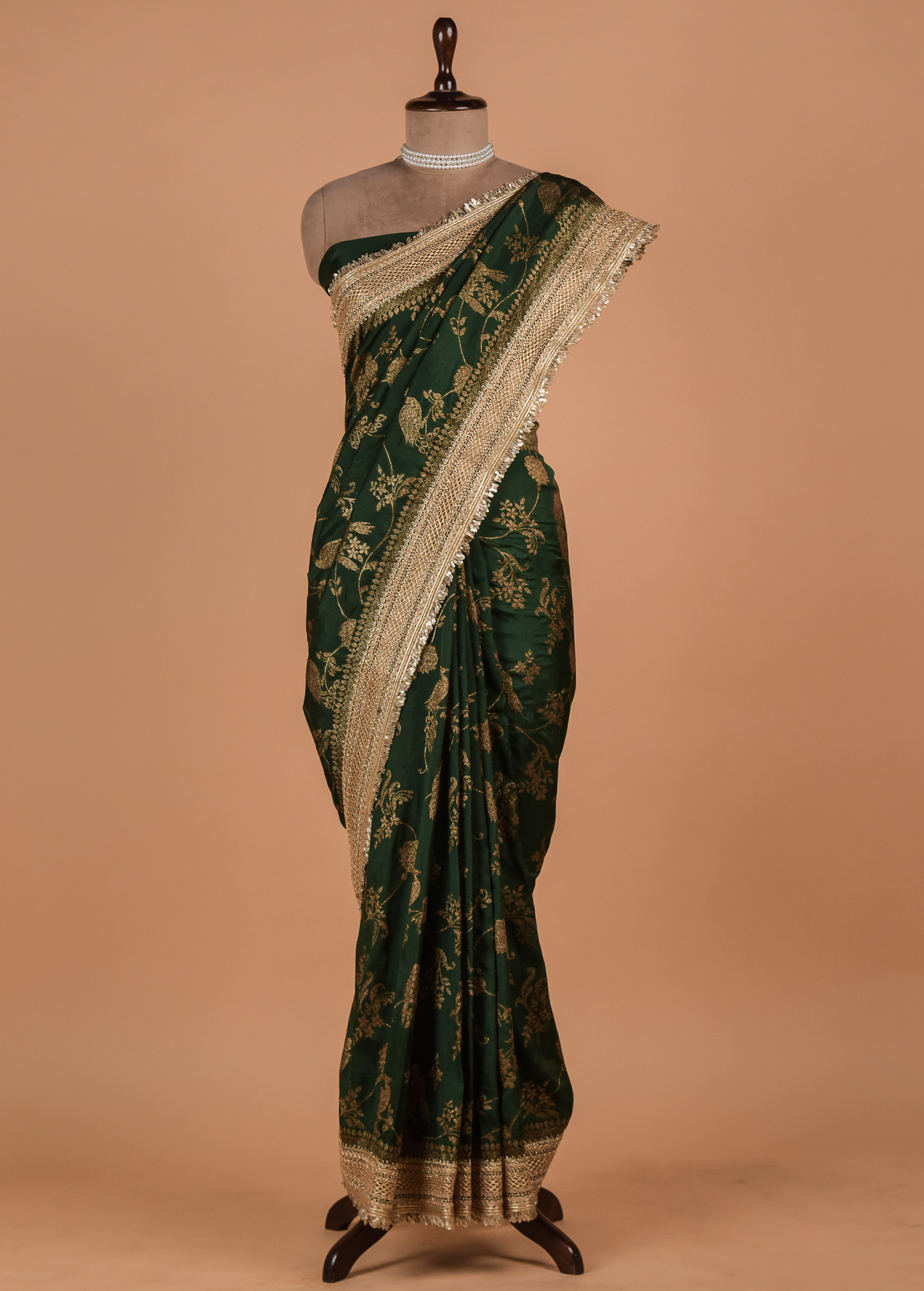 Green Organza Embroidered Saree