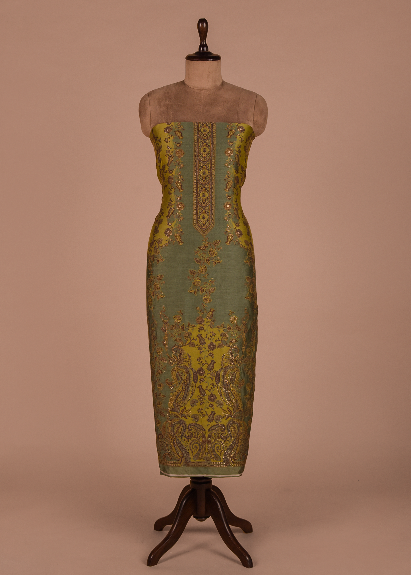 Green Mulmul Cotton Dress Material