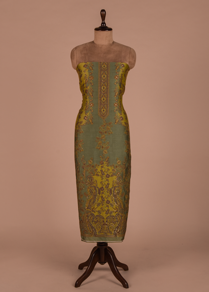 Green Mulmul Cotton Dress Material