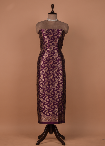 Purple Silk Dress Material