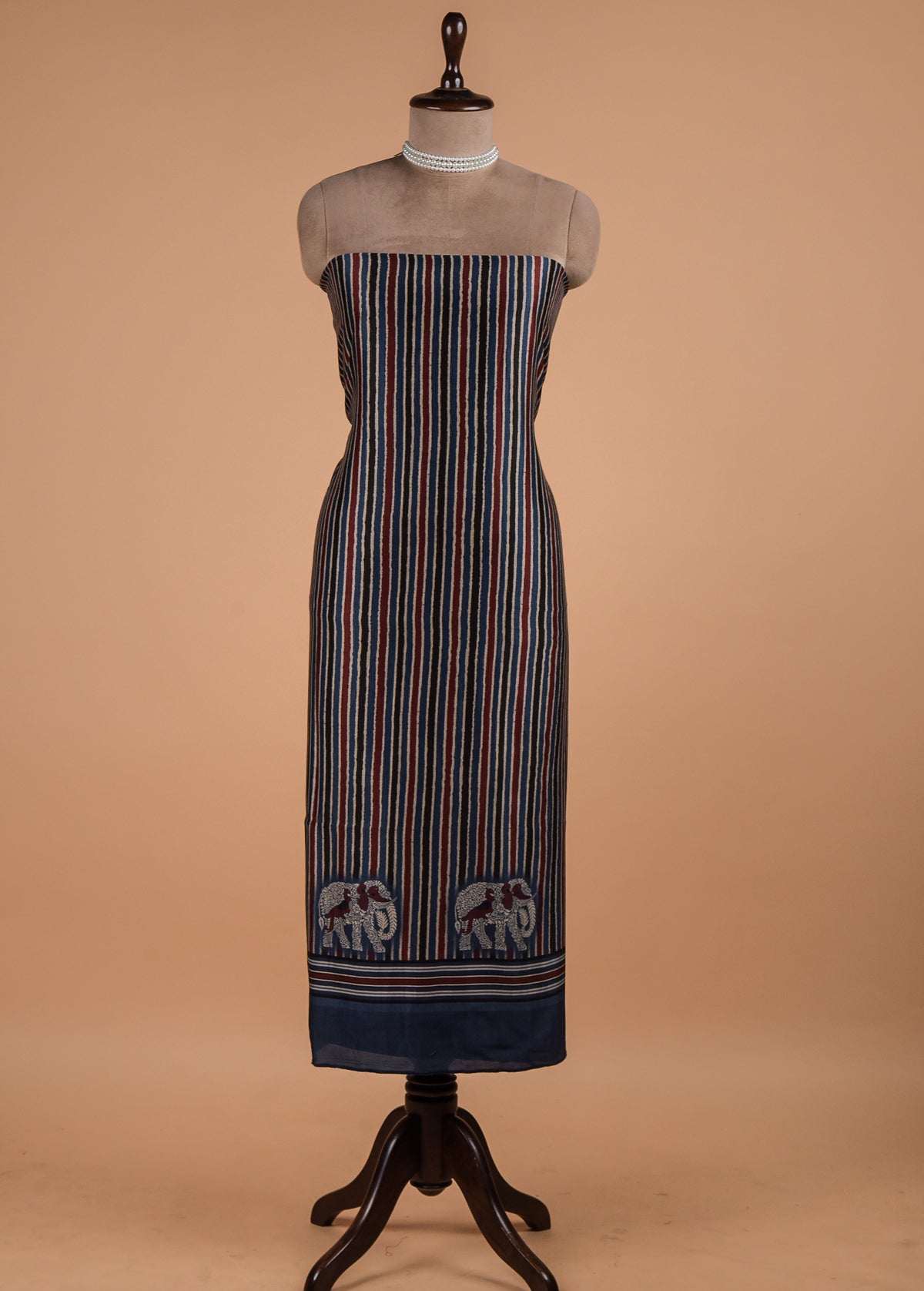 Blue Crepe Dress Material