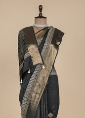 Black Tissue Georgette Embroidered Saree