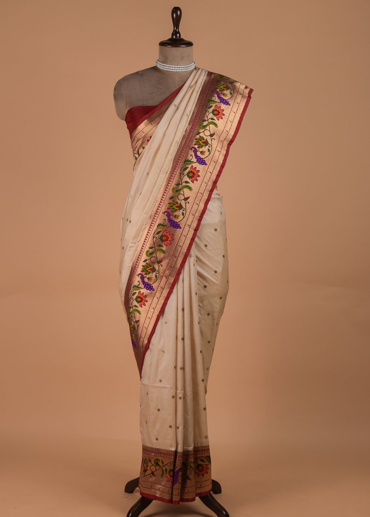 White Satin Silk Saree