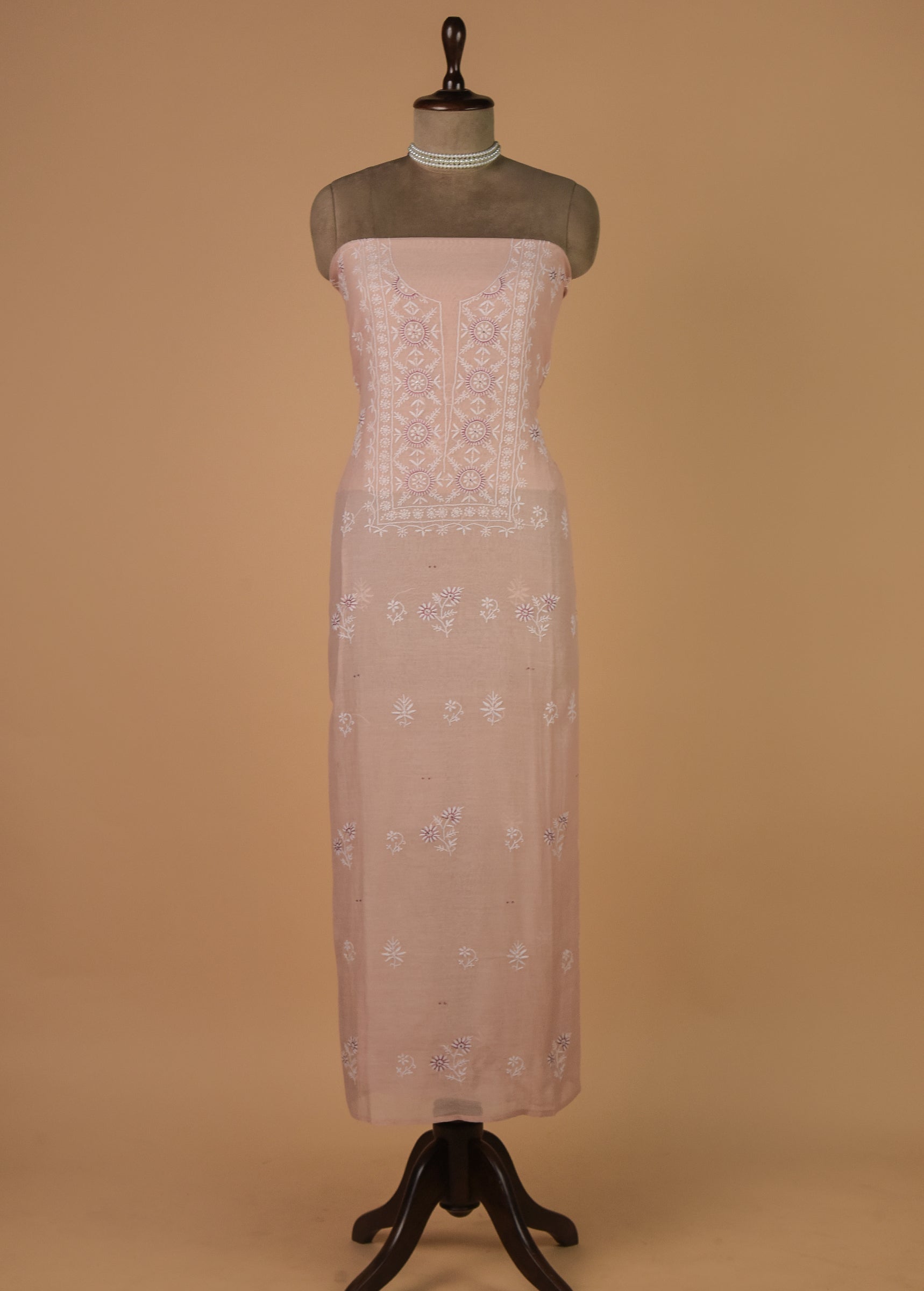 Peach Mul Chanderi Dress Material