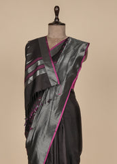 Black Crepe Silk Kanjeevaram Saree