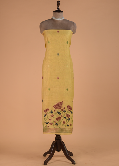 Yellow Cotton Dress Material