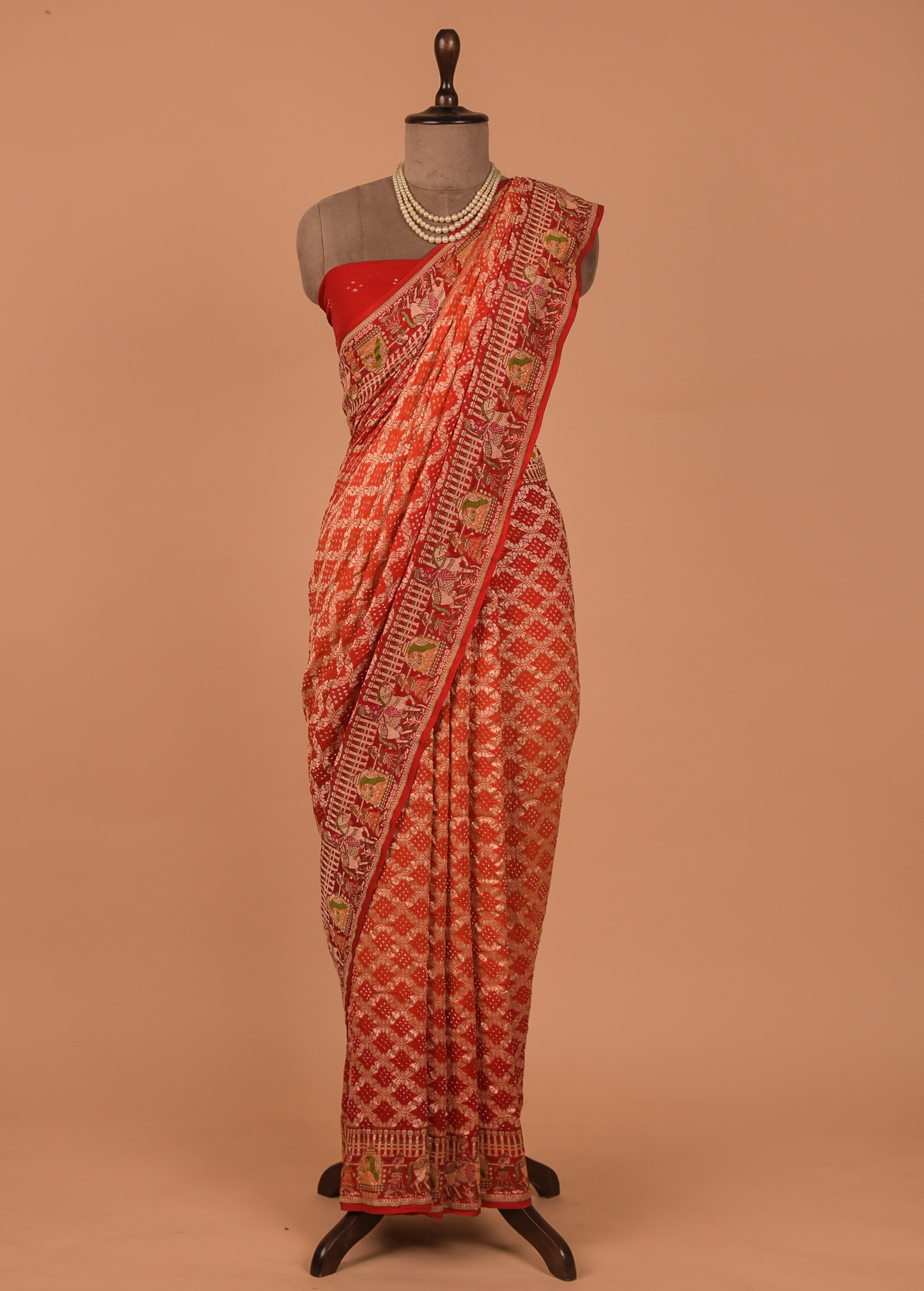 Red Georgette Printed Saree