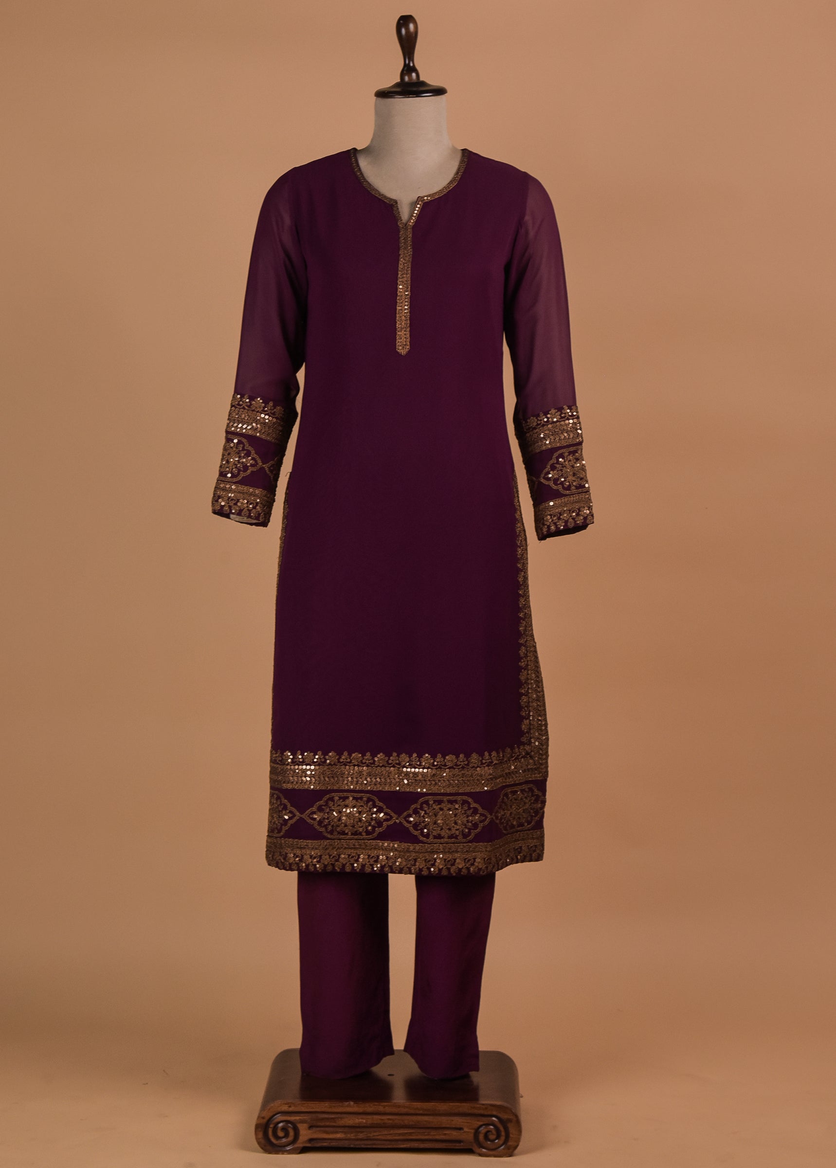 Wine Georgette Straight Set