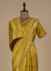 Yellow Dola Silk Bandhani Saree