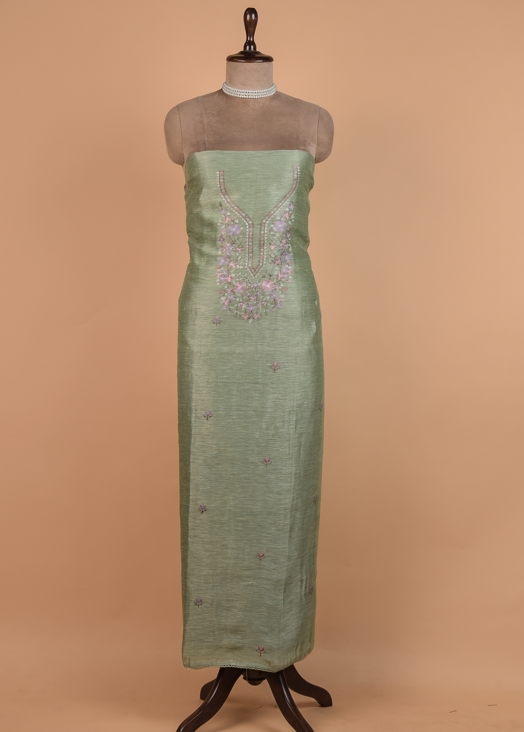 Green Linen Dress Material