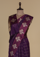Purple Dupion Cotton Banarasi Saree