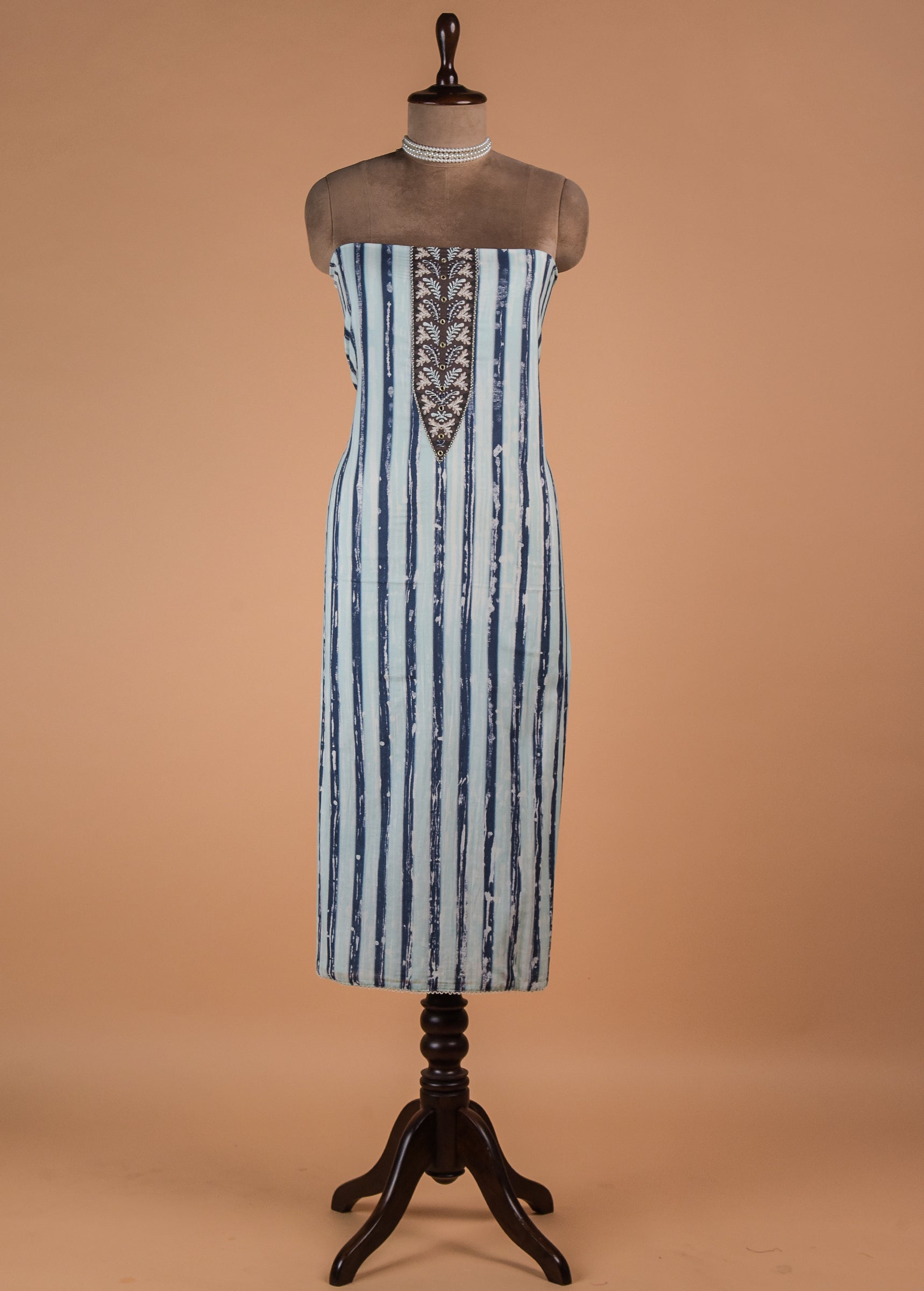 Blue Cotton Silk Dress Material