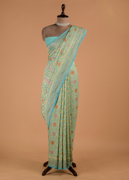 Blue Georgette Banarasi Saree