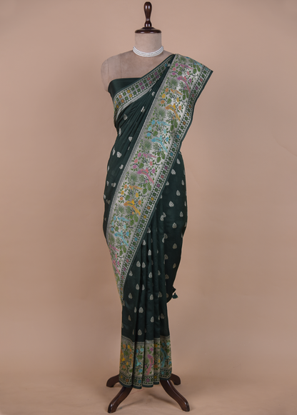 Green Art Tussar Georgette Banarasi Saree