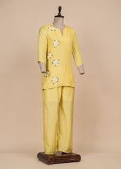 Yellow Crepe Silk Coord Set