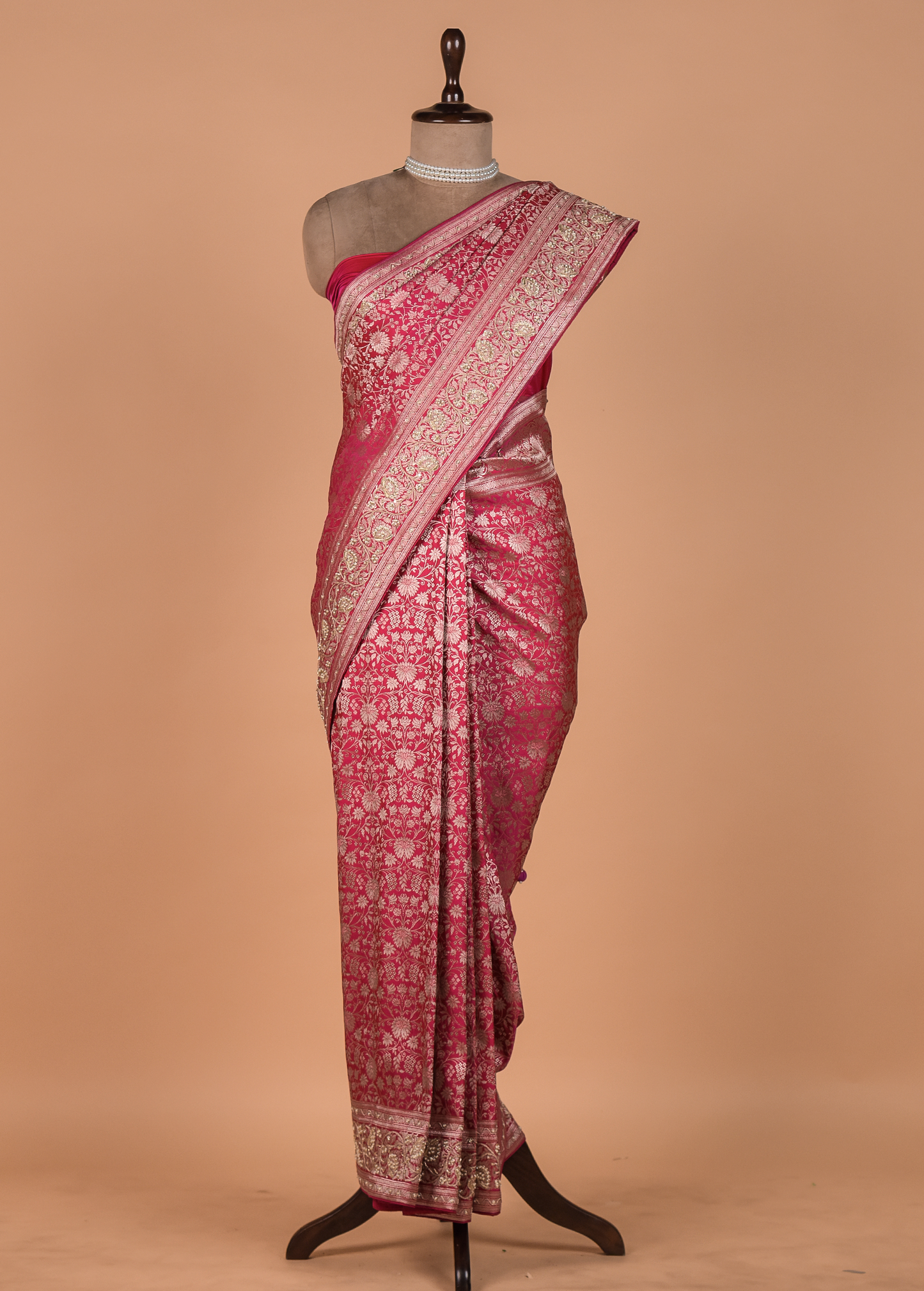 Pink Crepe Silk Banarasi Saree