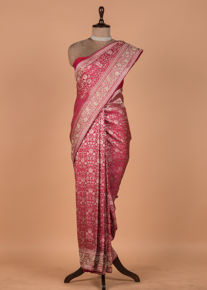 Pink Crepe Silk Banarasi Saree