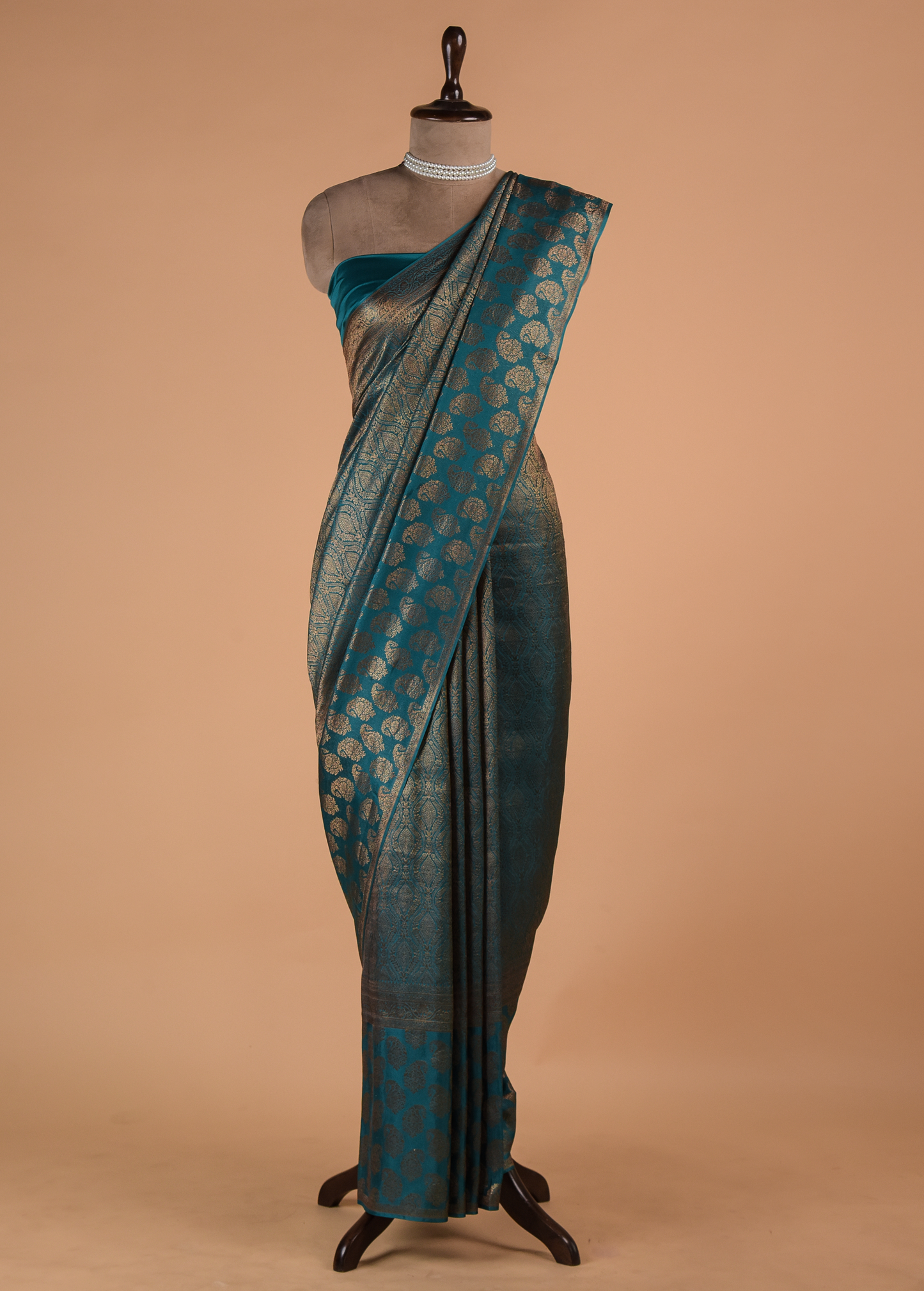 Blue Crepe Banarasi Saree