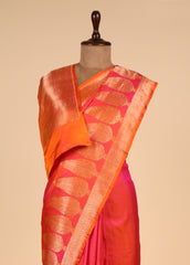 Orange Jacquard Silk Banarasi Saree