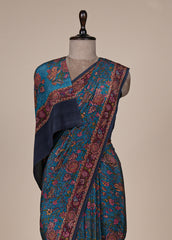 Blue Crepe Printed Saree