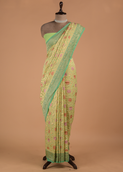 Green Georgette Banarasi Saree