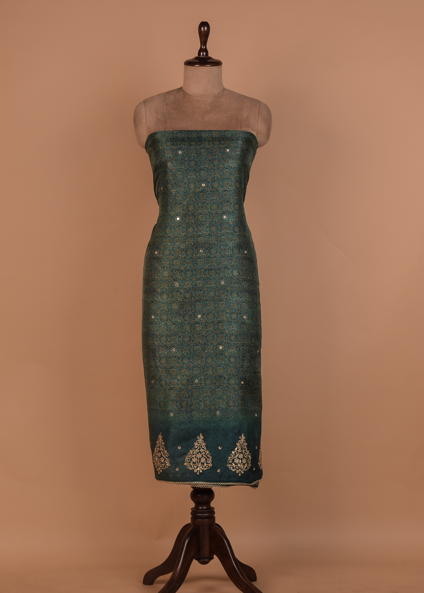 Green Tussar Dress Material