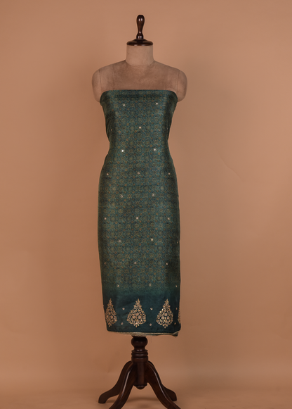 Green Tussar Dress Material