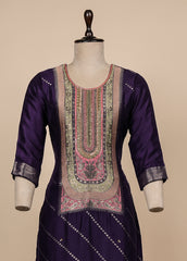 Purple Cotton Silk Straight Set