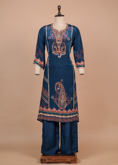 Blue Crepe Straight Set