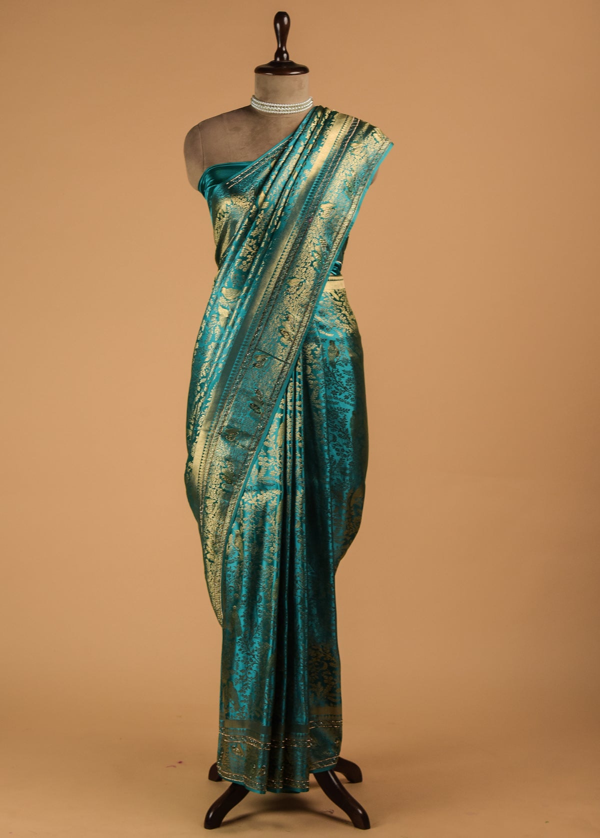 Blue Art Satin Banarasi Saree