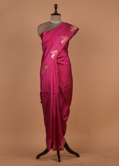 Pink Silk Banarasi Saree