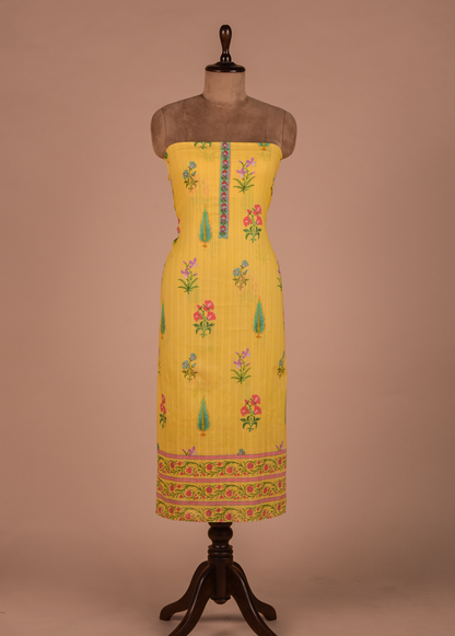 Yellow Cotton Dress Material