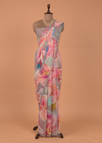 Multicoloured Georgette Printed Saree