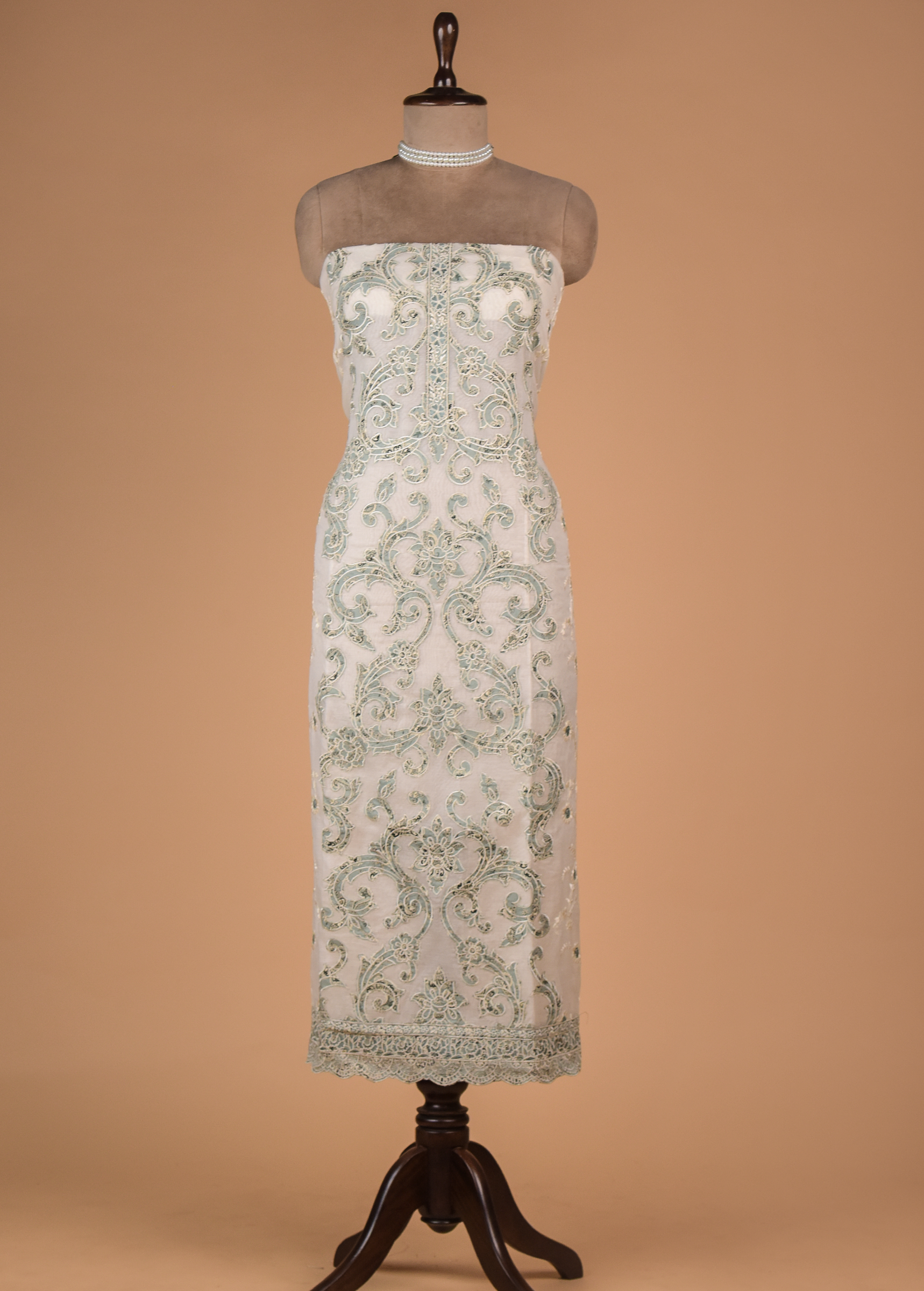 White Mul Cotton Dress Material