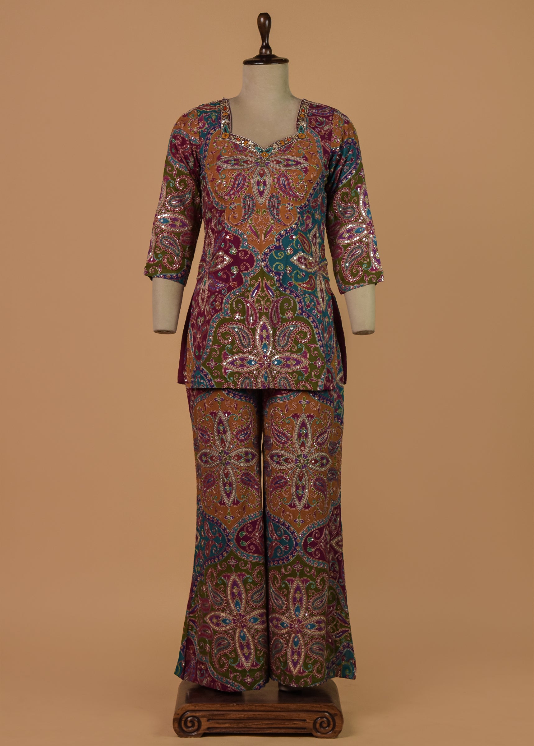 Multicoloured Crepe Coord Set
