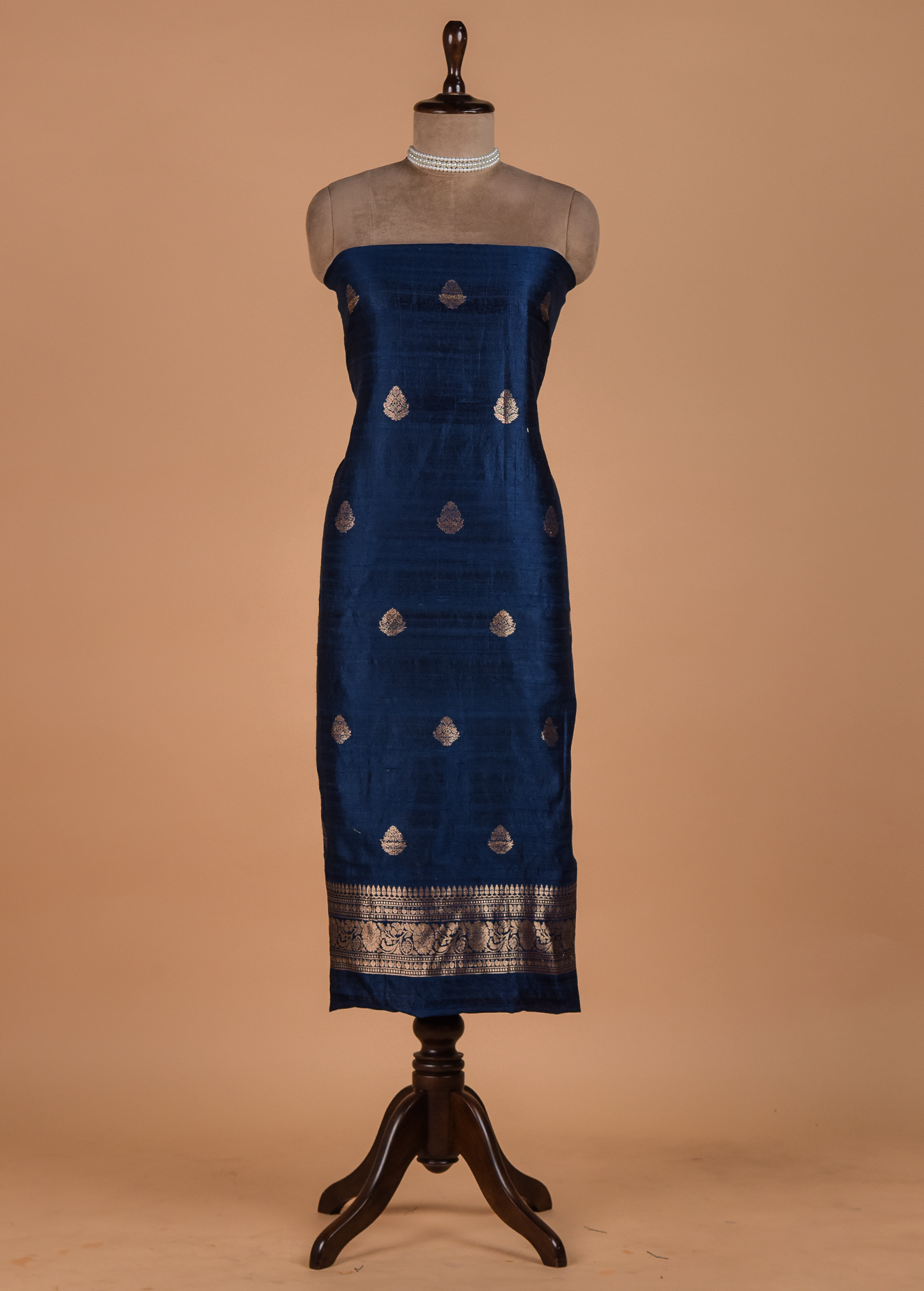 Blue Tussar Dress Material