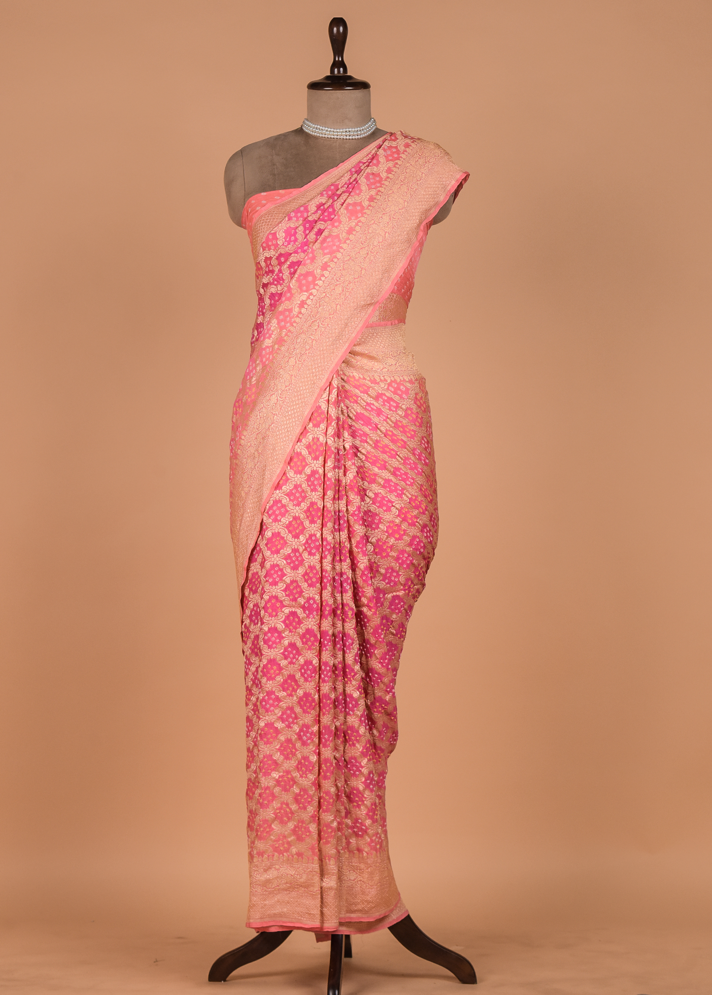 Pink Georgette Bandhani Saree