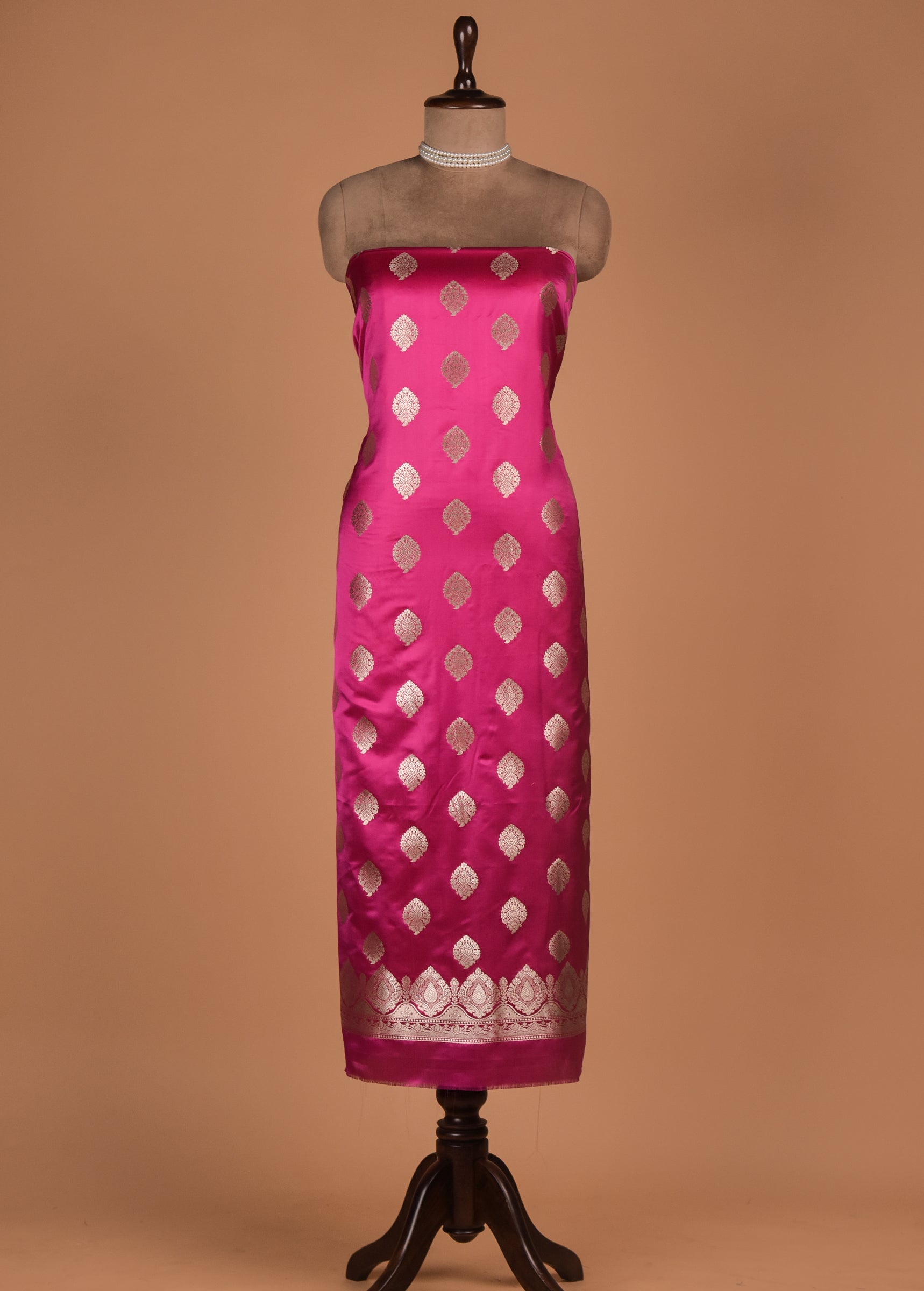 Pink Art Silk Dress Material