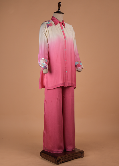 Pink Crepe Silk Coord Set