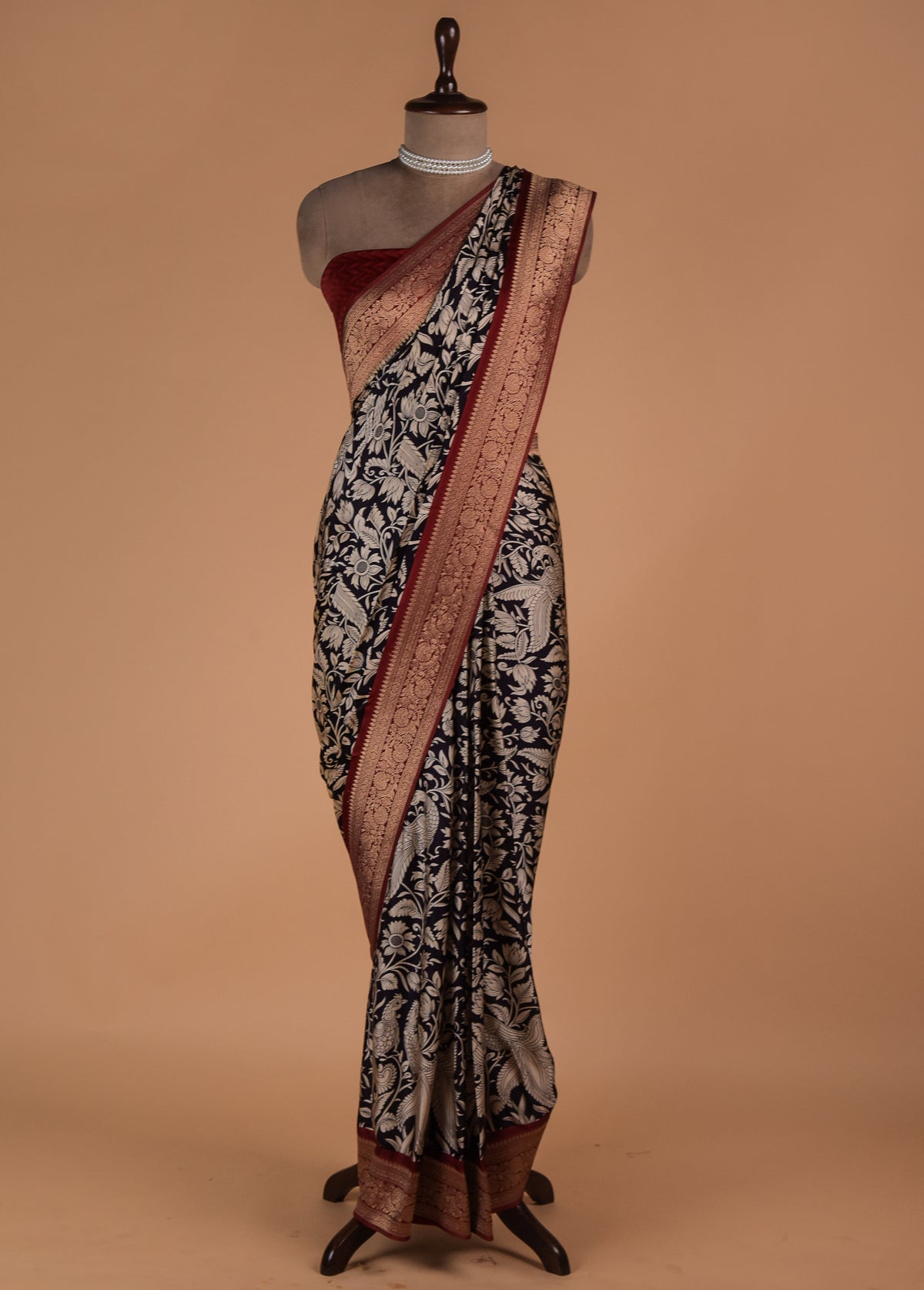 Black & White Crepe Printed Saree