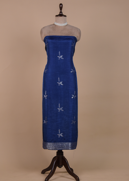 Blue Cotton Silk Dress Material