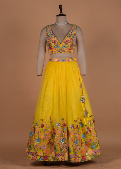 Yellow Organza Lehenga