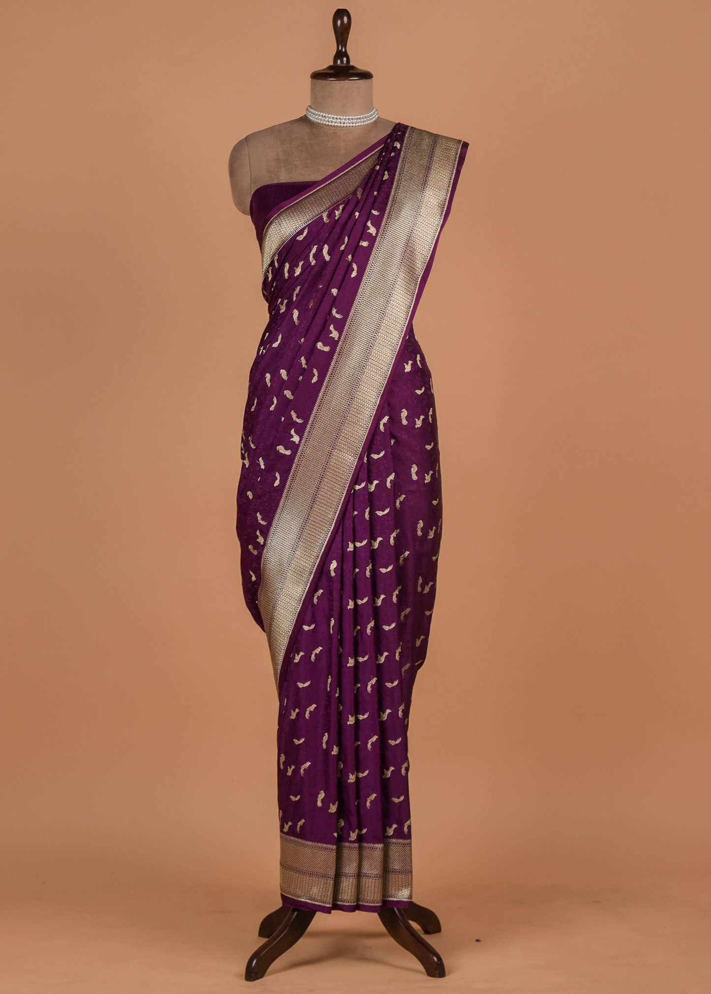 Purple Moroccan Silk Embroidered Saree