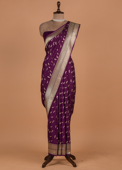 Purple Moroccan Silk Embroidered Saree