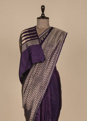 Purple Silk Banarasi Saree