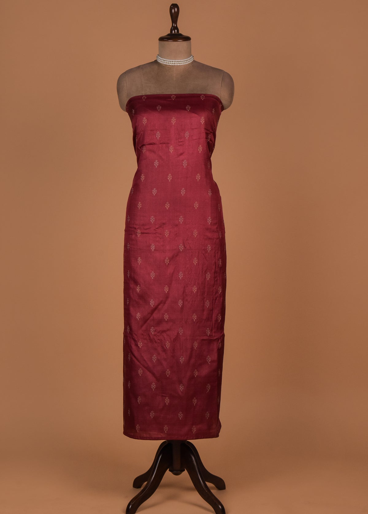Maroon Tussar Dress Material