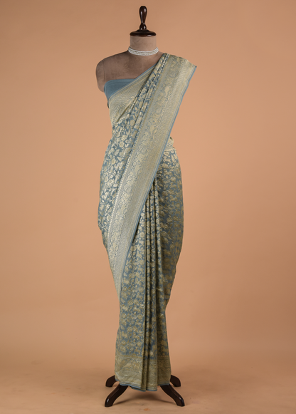 Blue Georgette Banarasi Saree