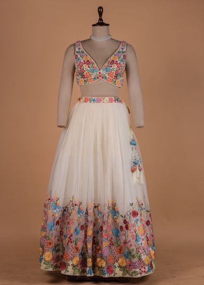 White Organza Lehenga