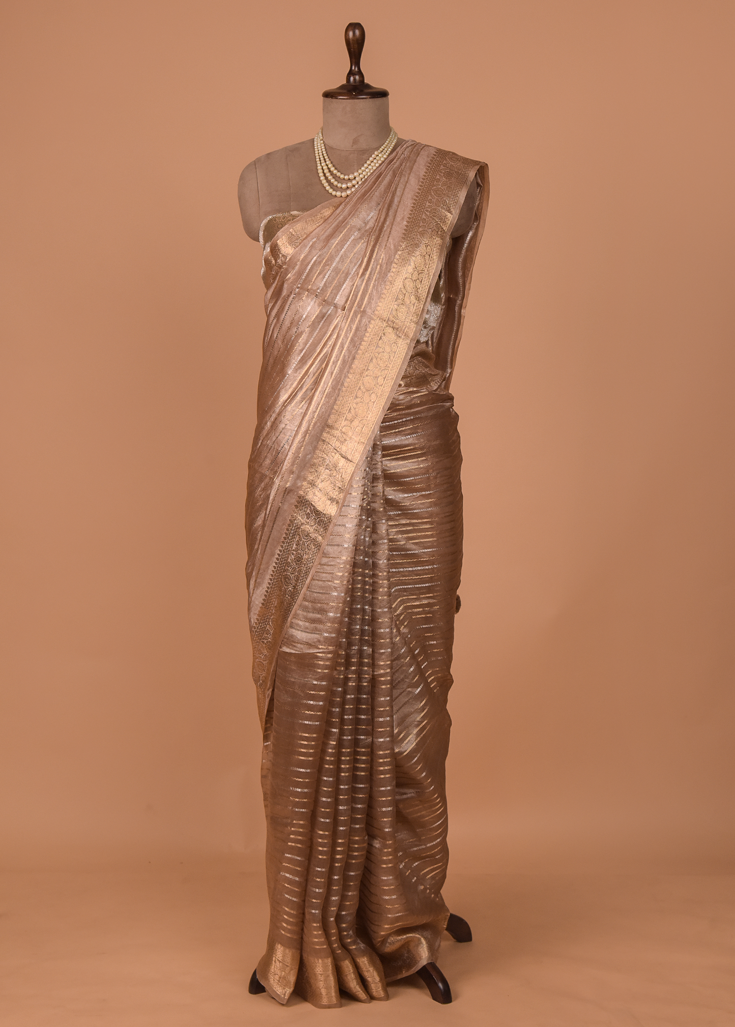 Bronze Tissue Embroidered Saree